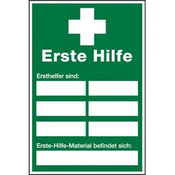 Aushang, Erste Hilfe - Ersthelfer - 200x300x1.5 mm Kunststoff