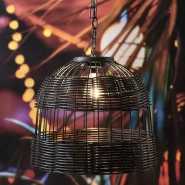 MARELIDA LED Solar Hängeleuchte Lampenschirm Korboptik Solarleuchte Terrasse Balkon