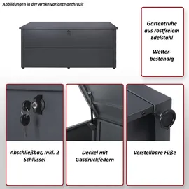 MCW Gartentruhe MCW-J56, Aufbewahrungsbox Auflagenbox Truhe, Wasserdicht Metall Edelstahl 69x165x85cm 692l ~ anthrazit