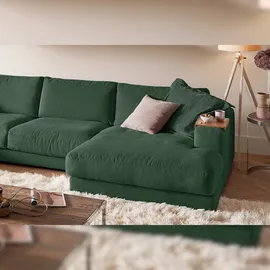 KAWOLA Wohnlandschaft U-Form Madeline Cord Longchair rechts smaragd