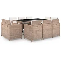 vidaXL Garten-Essgruppe 11-tlg. beige