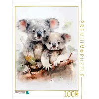 Calvendo Puzzle Knuddelige Koalafamilie in Acrylfarbe 1000 Teile Lege-Größe