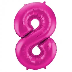 Folat XL Folienballon Zahl 8 in magenta, 86 cm, 1 Stück, Helium Ballon (unbefüllt) - Luftballon
