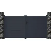 vente-unique Gartentor Flügeltor 300 x 161 cm Anthrazit/Aluminium