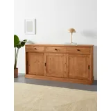 Home Affaire Sideboard »Schröder«, Kommode, 3 Schiebetüren, 3 Schubkasten, aus massivem Kiefernholz, beige