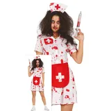 FIESTAS GUIRCA Zombie Krankenschwester Halloween Kostüm Teenager Mädchen – Weiße Blutige Krankenschwester Uniform – Killer Mädchen Halloween Kostüm Teens 14-16 Jahre