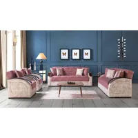Xlmoebel Wohnzimmer-Set Neues Komplett-Set mit modernem 3-Sitzer-Sofa und 2 Sesseln aus Textil, (4-St., 4tlg.Wohnzimmer Set(Sofagarnitur 3+2+1+1), Hergestellt in Europa rosa