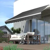 LZQ 300x250cm Gelenkarmmarkise Aluminium Markise Klemmmarkise Balkonmarkise mit Kurbel Sonnenmarkise Sonnenschutz Dunkelgrau - Dunkelgrau
