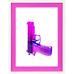 queence Bild mit Rahmen »Waffe, Pistole, pink«, Sport, (1 St.), Poster mit buntem Acrylglas Passepartout queence Farbe Rahmen: weiß + Farbe Bild(er): pink
