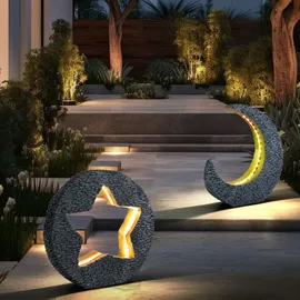 GLOBO LED Solarleuchte Mond/Stern, Wetterfest