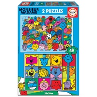 Educa - Puzzle 48 Teile für Kinder ab 4 Jahren | Monsieur Madame, 2x48 Teile Puzzle für Kinder ab 3 Jahren, Puzzleset, Kinderpuzzle (19402)