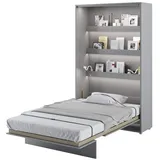 Schrankbett Bed Concept, Wandklappbett mit Lattenrost, V-Bett, Wandbett Bettschrank Schrank mit integriertem Klappbett Funktionsbett (BC-02, 120 x 200 cm, Grau/Grau, Vertical)