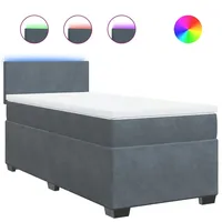 VidaXL Boxspringbett mit Matratze Dunkelgrau 90x200 cm Samt