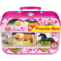 Schmidt Spiele Puzzle Puzzle Pferde Puzzle-Box Metallkoffer 55588, 26 Puzzleteile