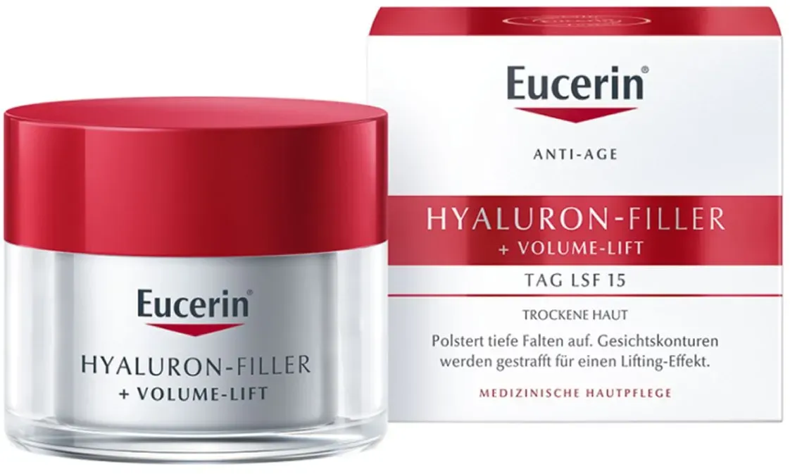 Eucerin Hyaluron-Filler Tagespflege für trockene Haut – Glättet Falten, pflegt & beugt vorzeitiger Hautalterung vor