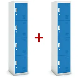 Metallspind 1+1 GRATIS, 4 Abteile, Zylinderschloss, grau/blau