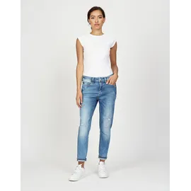 Gang Relax-fit-Jeans "94AMELIE CROPPED", Damen, Gr. 25, Normalgrößen, blau (azure blau destroy), 90% Baumwolle, 4% Elasthan, 6% Polyester, unifarben, relaxed fit lang, Jeans, im 5-Pocket-Style