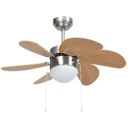 vidaXL Deckenventilator mit Lampe 76 cm Hellbraun