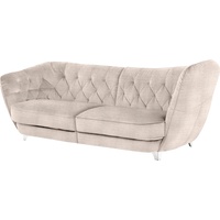 Big-Sofa LEONIQUE "Retro" Sofas Gr. B/H/T: 256 cm x 85 cm x 115 cm, Chenille, Hohe Armlehne rechts, beige (sabbia) XXL Sofas