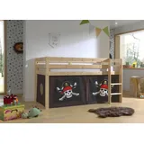 M&S Halbhochbett Pino 90 x 200 cm Kiefer massiv lackiert natur