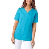 CLINIC DRESS Schlupfkasack Damen Kasack für die Pflege 1/2 Arm Regular Fit Länge ca. 70 cm 50% Baumwolle 95 Grad Wäsche türkis L - L