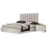 Xlmoebel Schlafzimmer-Set Luxuriöses Schlafzimmer-Ensemble mit Doppelbett und zwei Nachttischen, (3-tlg., 3tlg.Schlafzimmer Set(Bett + 2x Nachttische), Hergestellt in Europa weiß