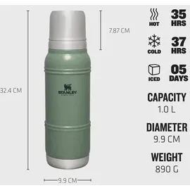 Stanley Artisan Thermal Bottle 1 L Hammertone green