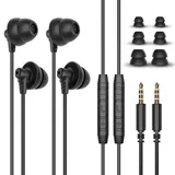 Avantree [2 Paar Schlafkopfhörer Seitenschläfer Kabel In-Ear 3.5mm, Superweichen Ohrstöpseln für Kleine Ohren, Geräuschunterdrückung, Mikrofon & Lautstärkeregler - Lullaby E20