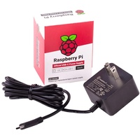 Raspberry Pi 4 Modell B Offizielles PSU, USB-C, 5,1 V, 3 A, US-Stecker, Schwarz SC0218 Pi Zubehör