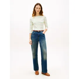 Tommy Hilfiger Damen Slim Cody Boat-Nk 3/4Slv Ww0Ww40589, Weiß, XL - XL