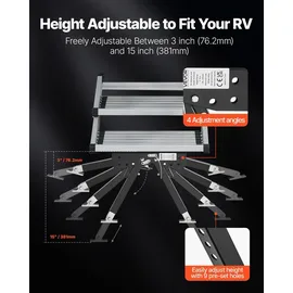 Vevor RV-Stufenstabilisator, höhenverstellbares Stufenstütz-Set, Treppenstabilisatoren aus pulverbeschichtetem Stahl für Wohnwagen Reiseanhänger Wohnmobile, verstellbar 76,2-381 mm
