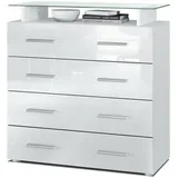Vladon Pavos V2 76 x 81 x 35 cm Weiß matt/Weiß Hochglanz