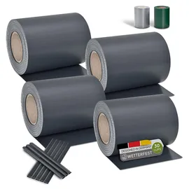 Juskys PVC Sichtschutzstreifen 0,19 x 35 m anthrazit 4er Set inkl. Befestigungsklemmen 120 St.