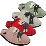 Haflinger Flair Cucho Pantoffeln gewalkter Wolle Katze Rosenholz, Gr. 41