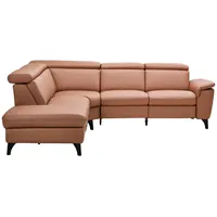 Cantus Ecksofa, Braun, Leder, Echtleder, Color-Finish-Leder, 5-Sitzer, Ottomane links, L-Form, 271x239 cm, Typenauswahl, Fußauswahl, Stoffauswahl, Hocker erhältlich, individuell planbar, Armteil links, Wohnzimmer, Sofas & Couches, Wohnlandschaften, Ecksofas