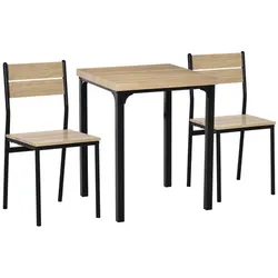 HOMCOM Essgruppe, BxT: 60 x 60 cm, 2 Sitzplätze, natur - beige