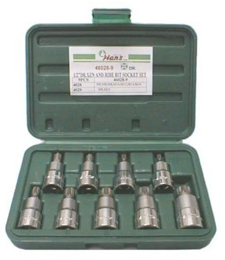 Jeu de douilles XZN et RIBE HANS 1/2 pouces (XZN 7 pièce, RIBE 2 pièce) 55mm