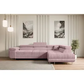 altdecor Ecksofa Cord mit Schlaffunktion 2-Sitzer Rosa