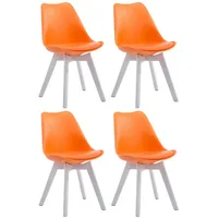 CLP 4er Set Besucherstühle Borneo Kunstleder orange/weiß