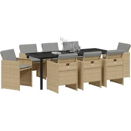 vidaXL Garten Essgruppe 9-tlg. Beige