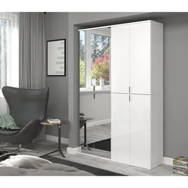 inn.furn Garderobenschrank weiß Hochglanz 122 x 193 cm - 2 Jahre Gewährleistung - mind. 14 Fächer, 122x193x34 Garderobe, Garderobenschränke
