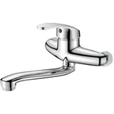 Amxcnoy Wandmontierte Küchenarmatur, Mischbatterie, Warm- Und Kaltwasser, 360° Schwenkbarer Auslauf, Chrom (20 Cm)