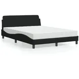 vidaXL Bett mit Matratze Schwarz 140x200 cm Stoff