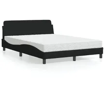 vidaXL Bett mit Matratze Schwarz 140x200 cm Stoff