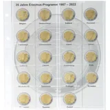 Lindner 1118-35 Vordruckblatt für 2 Euro-Gedenkmünzen: 2 Euro-Gemeinschaftsausgabe 35 Jahre Erasmus-Programm aller 19 EURO-Länder