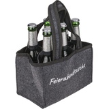 MIJOMA Stilvoller Filz Flaschenträger Biertasche für 6 Flaschen 0,33l/0,5l – Männerhandtasche, Perfekt für Vatertag & Grillpartys (Grau mit Stickerei 'Feierabendtasche')