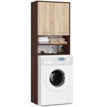abamihome Waschmaschinenschrank 64 x 30 x 180 cm Wenge/Sonoma Eiche