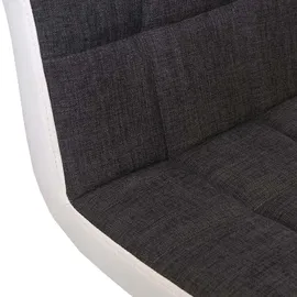 Mendler 2er-Set Barhocker höhenverstellbar rund 2 x Stoff/Textil Dunkelgrau + Kunstleder Weiß