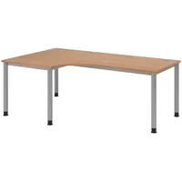 Bümö Schreibtisch Nussbaum, Nachbildung,Nussbaum, L-Form, 200x74x120 cm, FSC Mix,