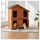 Melko Kleintierstall Kleintierstall Hasenstall Aufzucht aus Holz 4 Boxen Winterfest käfig, 4 Rampen braun